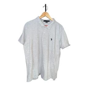 US Polo Assn Mens Polo Shirt Size L Gray Logo Embroidered Logo Short Sleeve